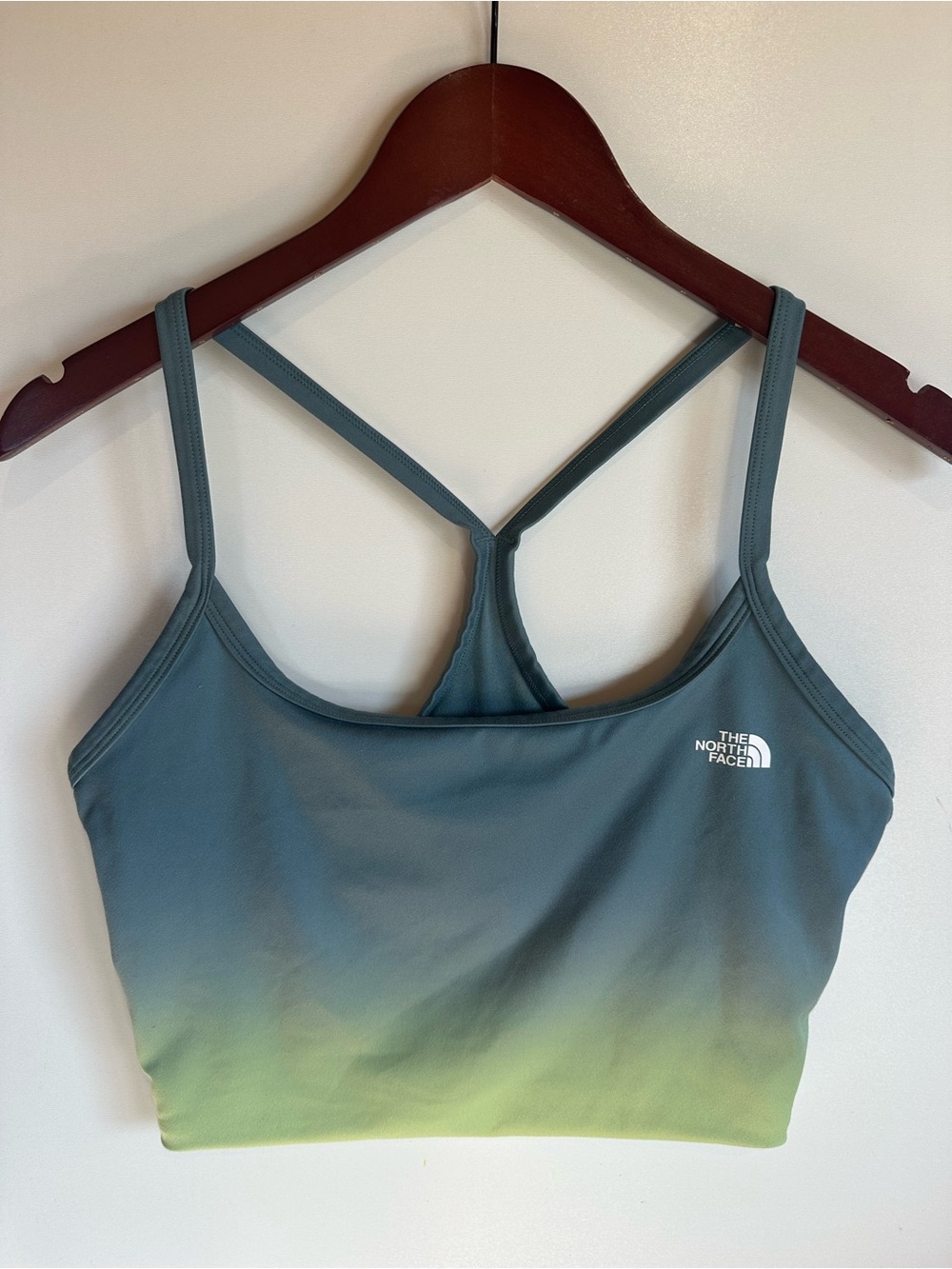The North Face Ombre Racerback Sports Bra - Teal to Lime
